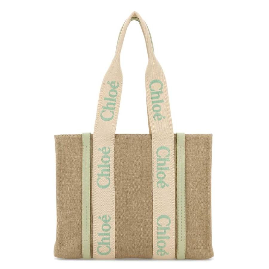 *NEW*Chloé Woody Linen Shopping Bag - Light Eucalyptus