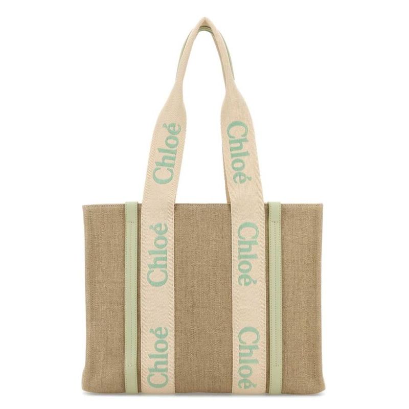 *NEW*Chloé Woody Linen Shopping Bag - Light Eucalyptus