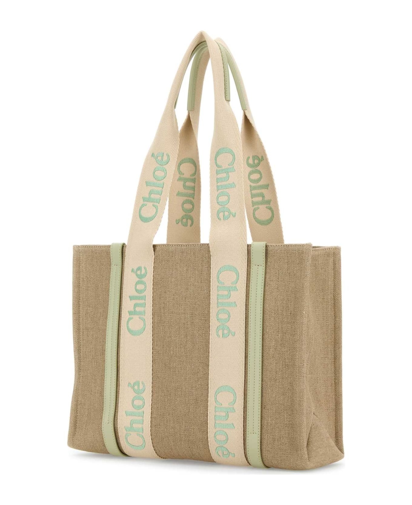 *NEW*Chloé Woody Linen Shopping Bag - Light Eucalyptus