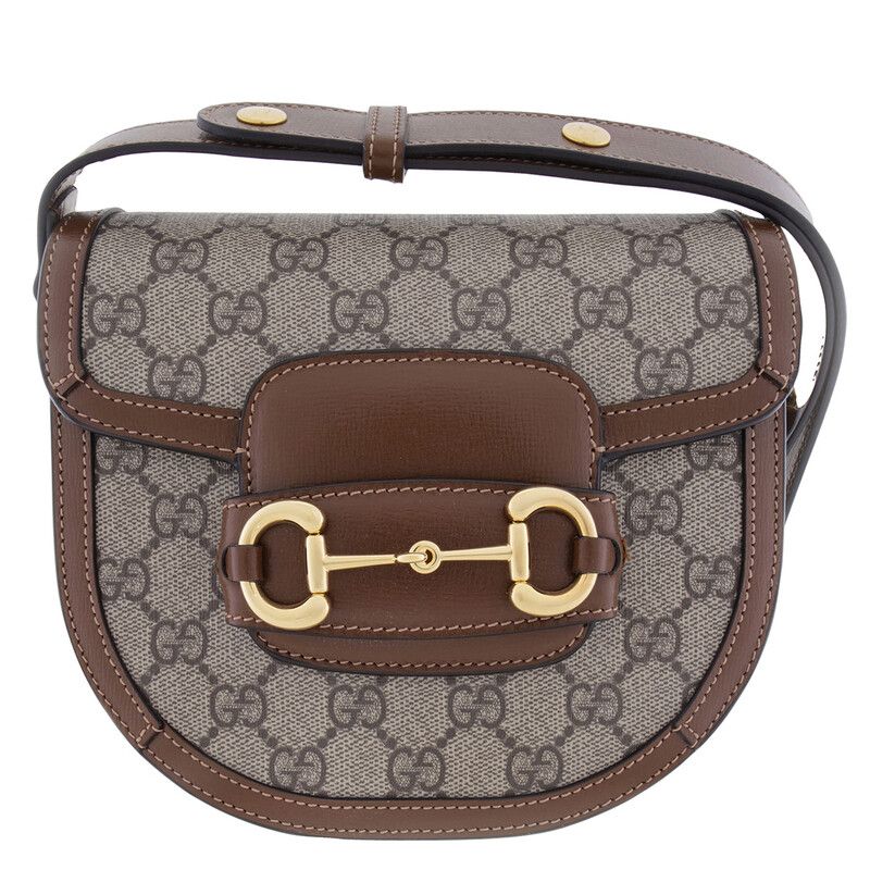 *NEW* Gucci GG Supreme Monogram  Calfskin Horsebit 1955 Shoulder Bag Beige