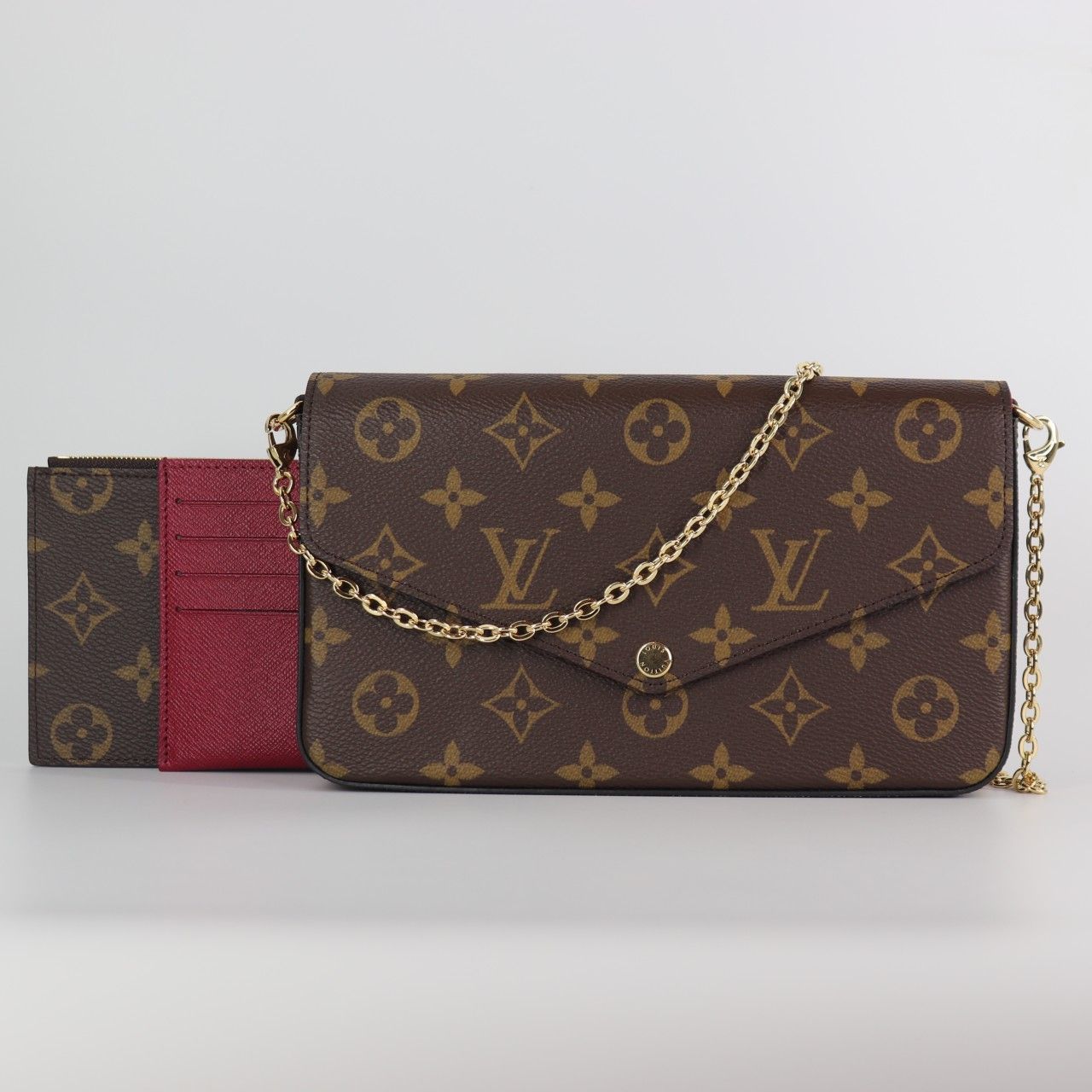 *NEW* Louis Vuitton Monogram Pochette Felicie Chain Wallet Fuchsia *NEW* Louis Vuitton Monogram Pochette Felicie Chain Wallet Fuchsia