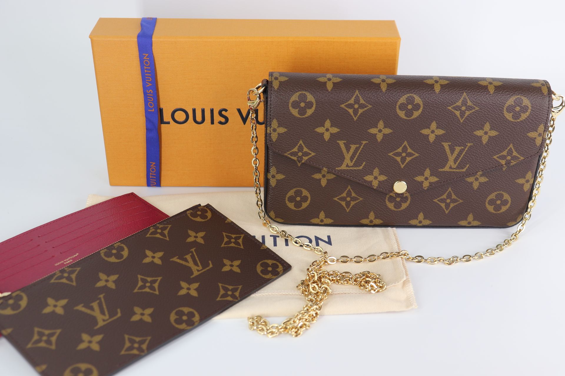 *NEW* Louis Vuitton Monogram Pochette Felicie Chain Wallet Fuchsia