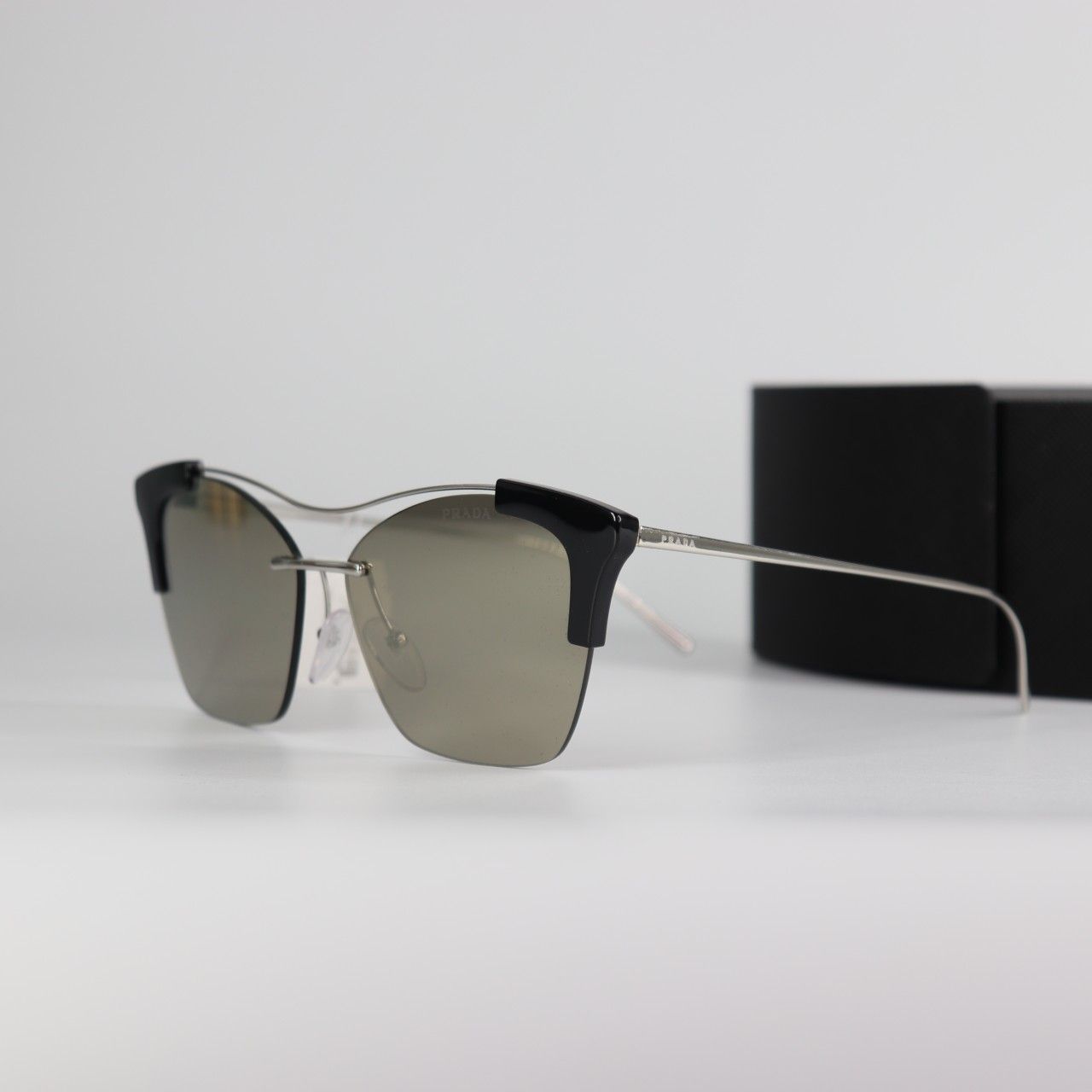 *NEW* Prada Silver - Black Cat Eye Sunglasses 57mm