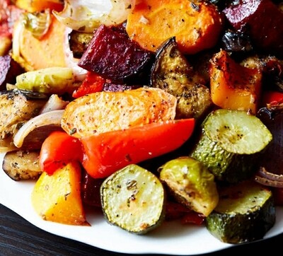 SIDE DISH: Mixed Roasted Vegetable Medley Half Pan (Serves 15 to 20)