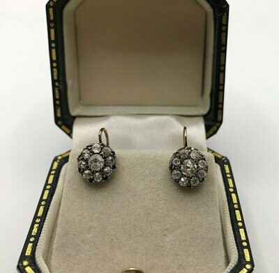 C.1930 old cut diamond drop earrings in 18ct gold