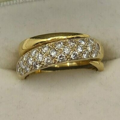 Cartier Style Pre-loved 18ct yellow gold pave set diamond ring.