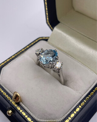 Platinum 2ct Aquamarine And Diamond Ring