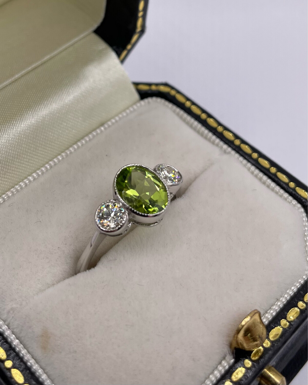 Platinum 1.25ct Peridot And Diamond Ring