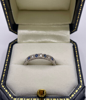 Platinum Vintage Sapphire And Diamond Eternity Ring