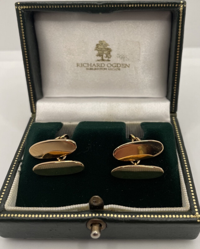 C.1900 Antique 18ct Gold Classic Oval Cufflinks.