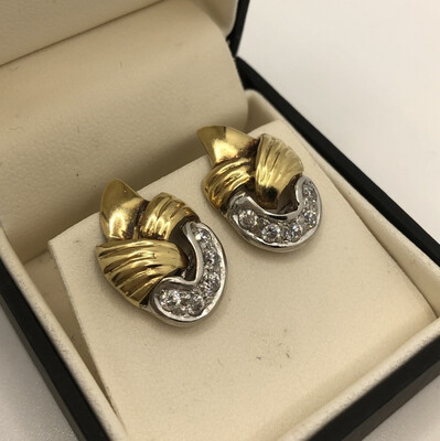 C.1950 18ct Gold And Diamond Earrings.