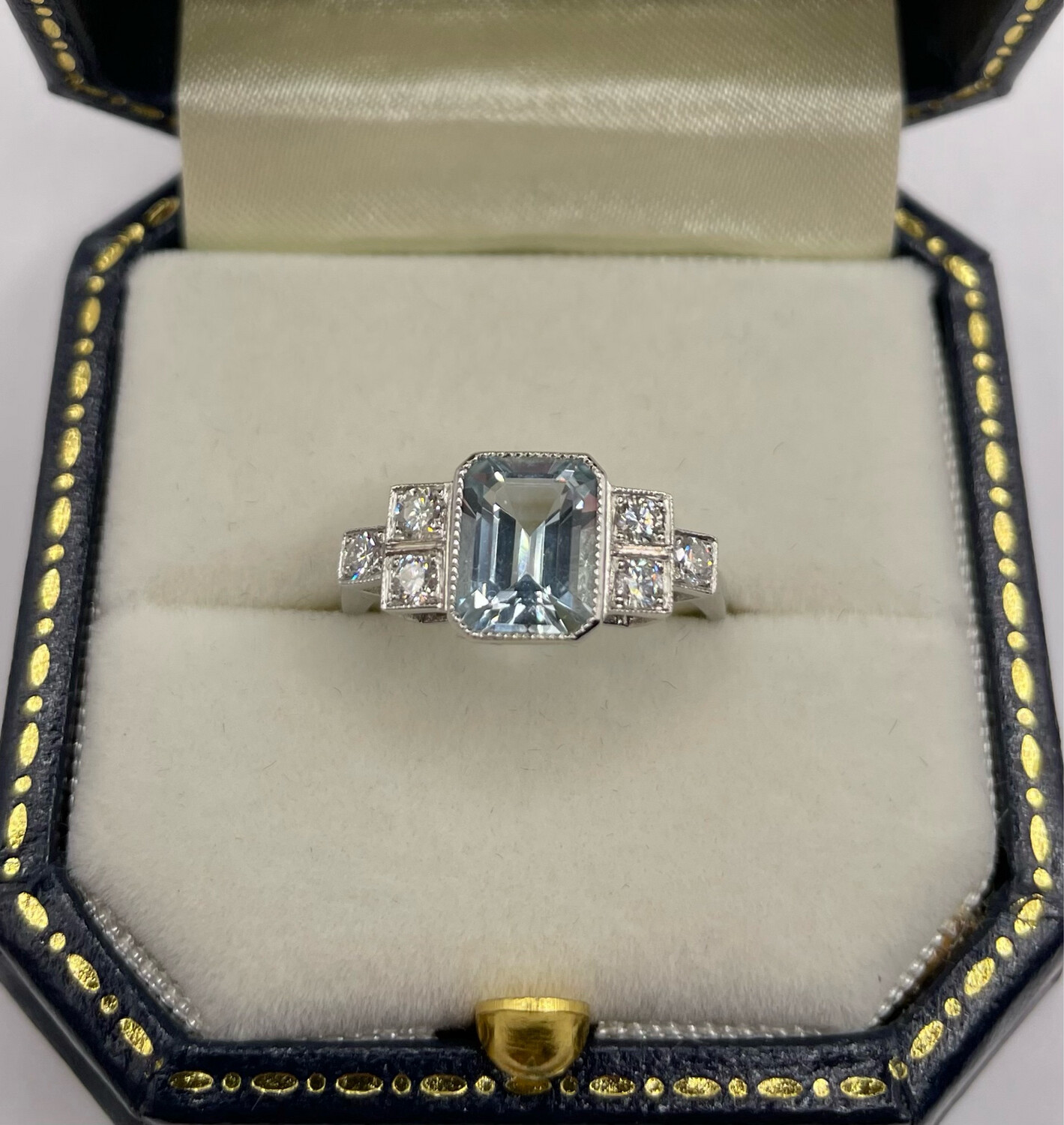 Platinum 1.30ct Aquamarine And Diamond Ring