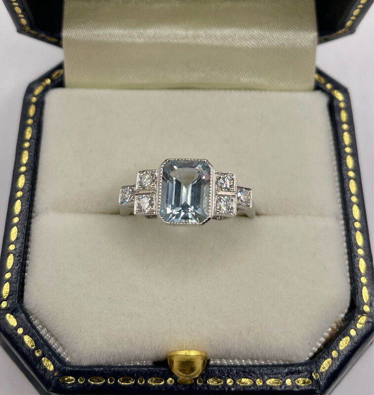 Platinum 1.30ct Aquamarine And Diamond Ring