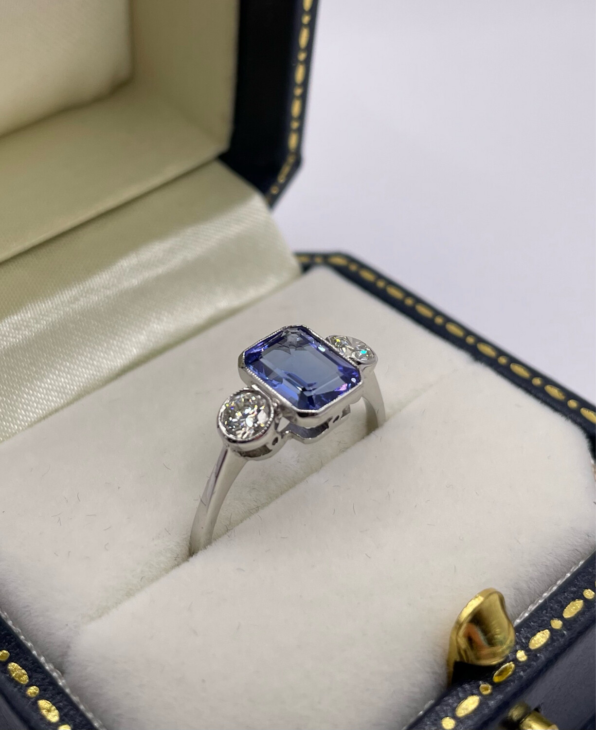 1.50ct Tanzanite And Diamond Ring Set In Platinum.