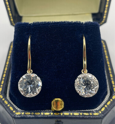 9ct Yellow Gold Drop Earrings With White Topaz