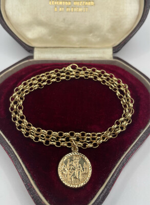 Vintage 9ct Yellow Gold Chain With St Christopher
