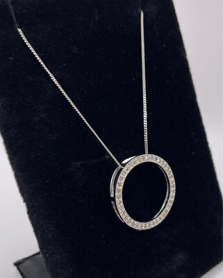 9ct White Gold Diamond Circle Pendant