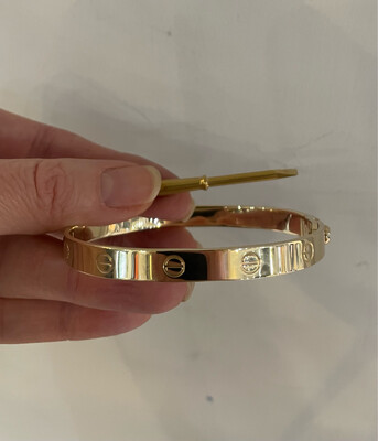 9ct Yellow Gold Cartier Inspired Love Bangle. Solid Gold.