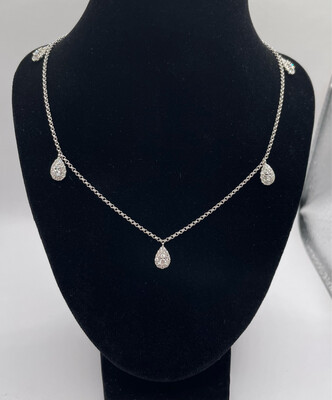 Gorgeous Pear Drop Necklace In 18ct White Gold With 1.10ct Of Diamonds.