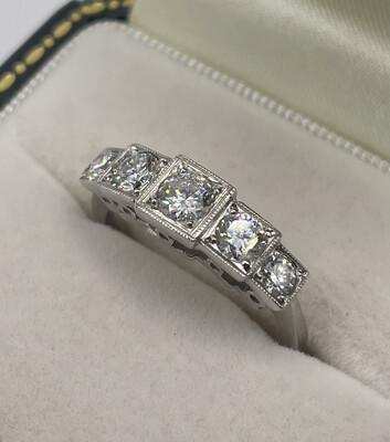 Platinum Graduated Diamond 5 Stone Ring. .80cts.