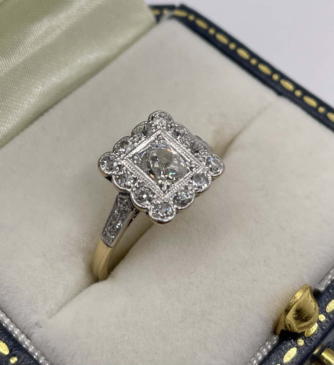 C.1930 Art Deco Platinum And 18ct Gold Old Cut Diamond Ring