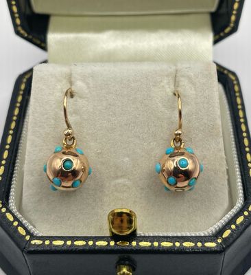 9ct Yellow Gold & Turquoise Drop Earrings