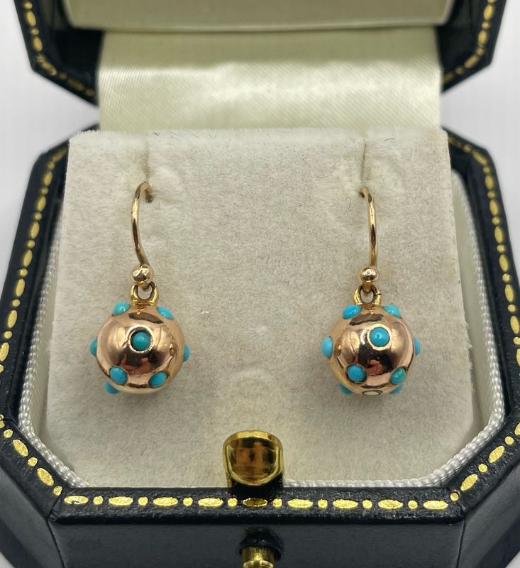 9ct Yellow Gold & Turquoise Drop Earrings
