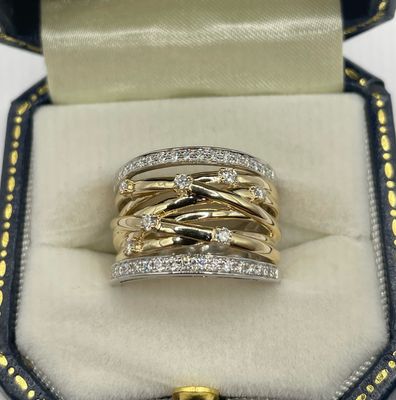 9ct Yellow And White Gold Wide Band Ring