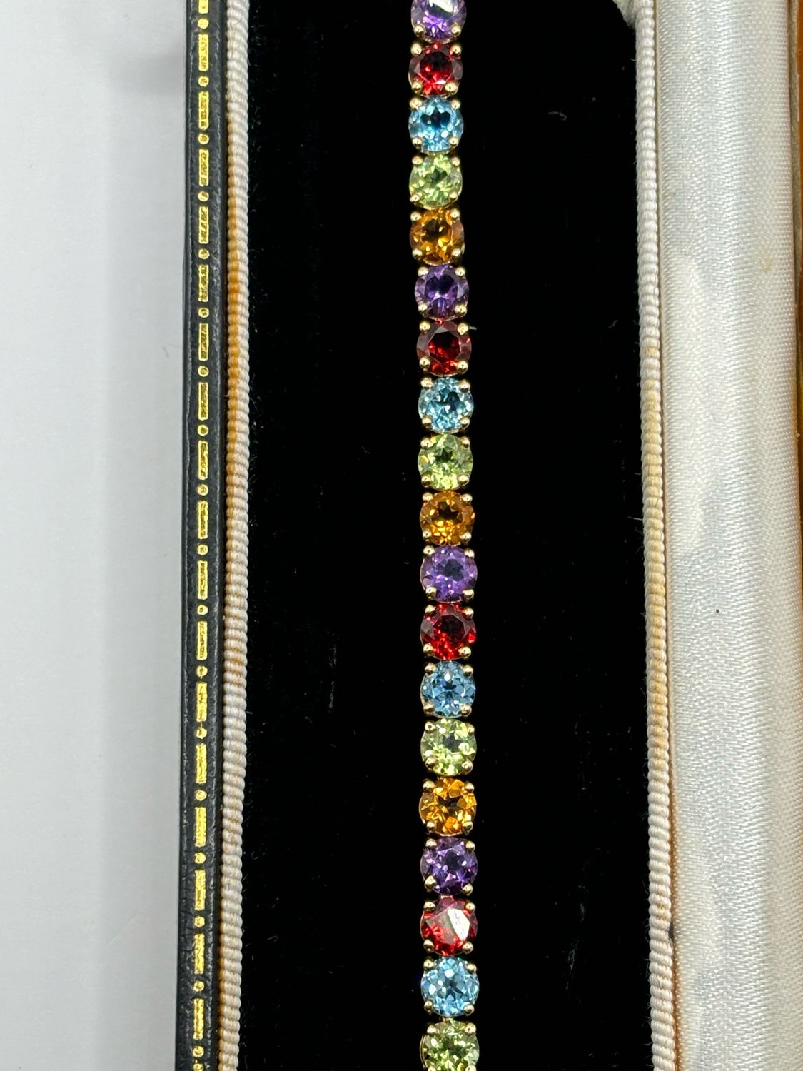 9ct Yellow Gold Multi Gem Tennis Bracelet