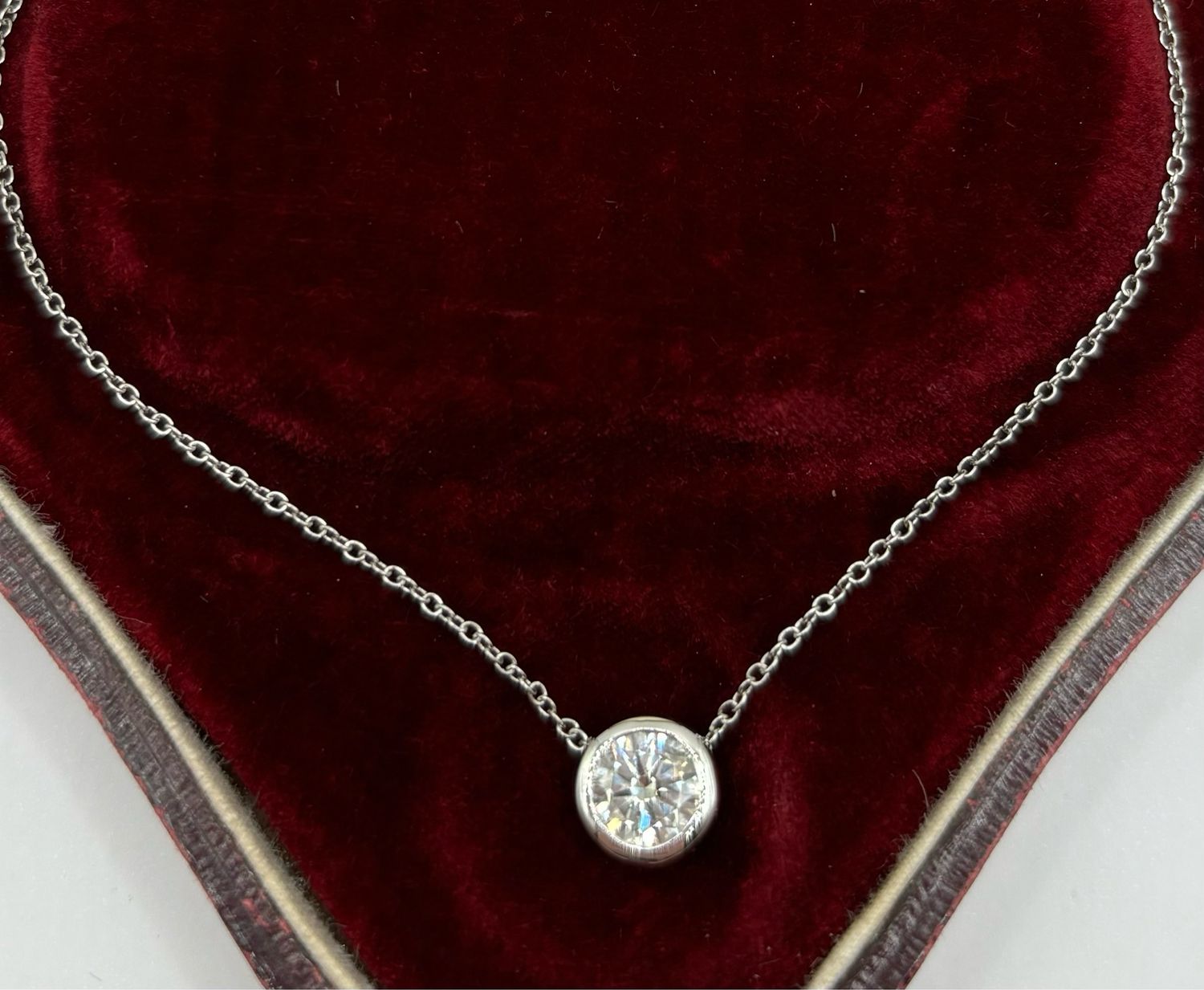 Beautiful .75ct Brilliant Cut Diamond In A Tiffany & Co Rub Over Style 18ct White Gold Setting