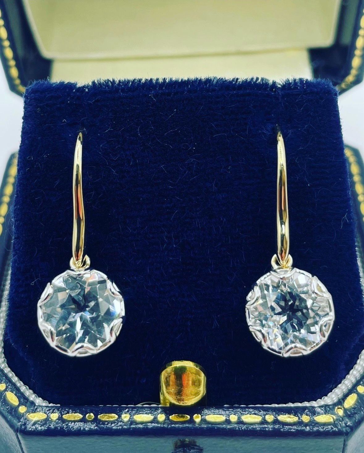 9ct Yellow Gold And White Topaz Modern Drop Earrings