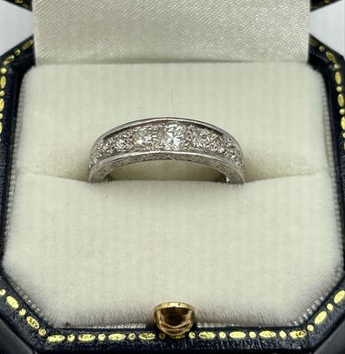 French 1930’s Art Deco Graduated Diamond Eternity Ring In Platinum
