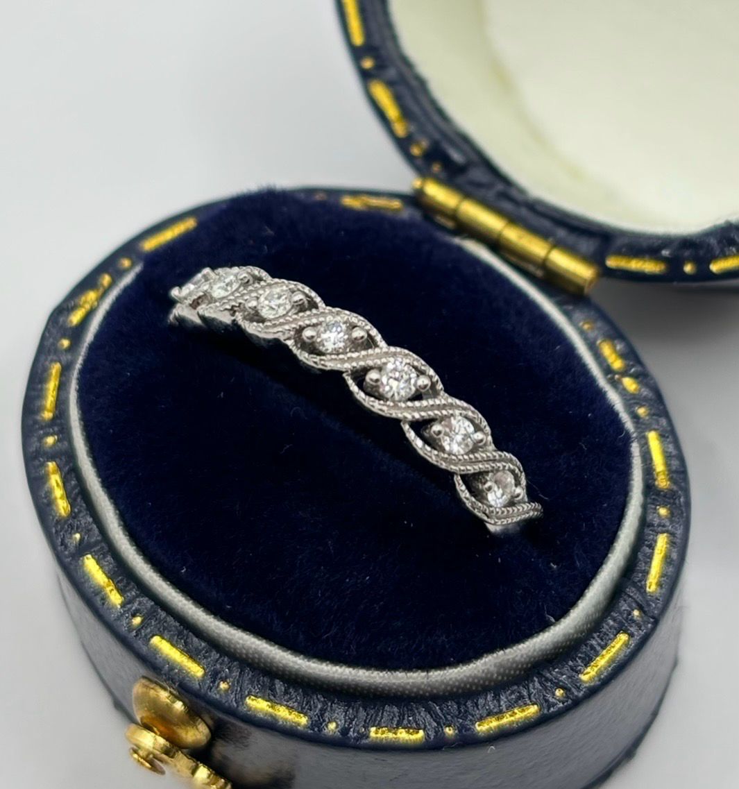9ct White Gold Half Diamond Eternity Ring