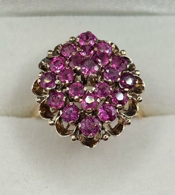 C.1950/60 18ct Yellow Gold Ruby Cluster Cocktail Ring