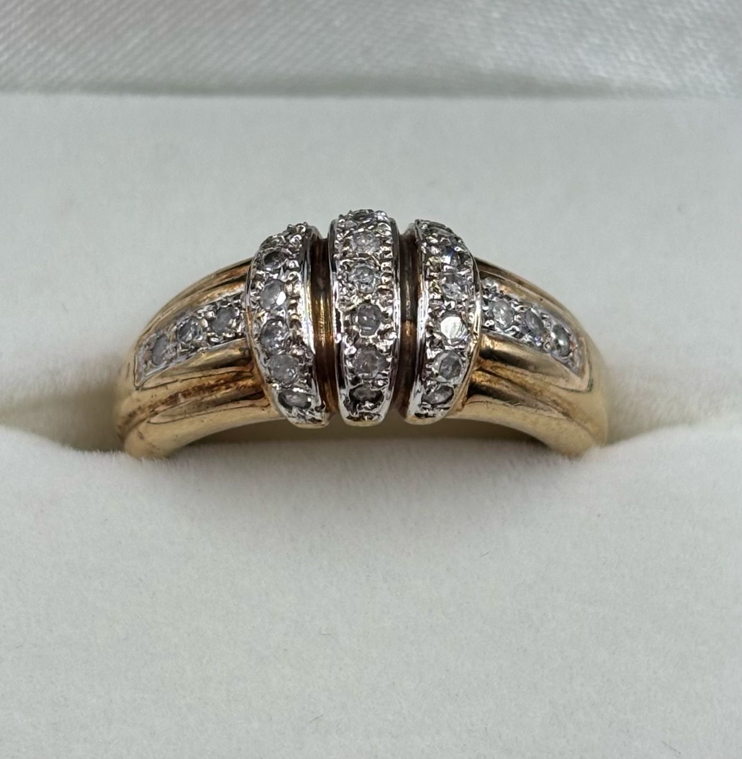 Vintage 9ct Gold Diamond Ring With Three Bands