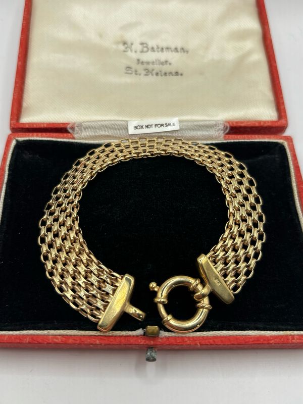 Vintage 9ct Yellow Gold Bismark Mesh Bracelet