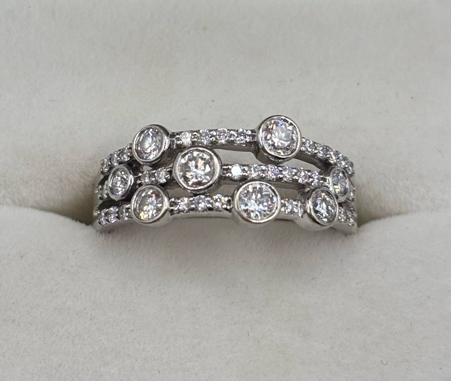 18ct White Gold Boodles Style waterfall Diamond Preloved Ring