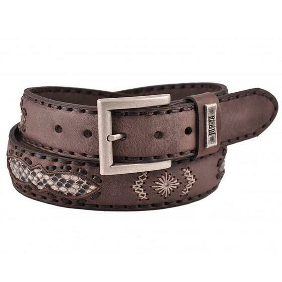 Ceinturon cuir vachette et python