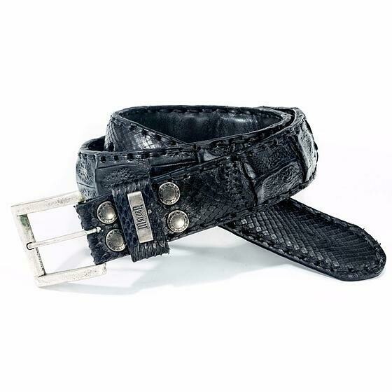Ceinturon cuir croco et python