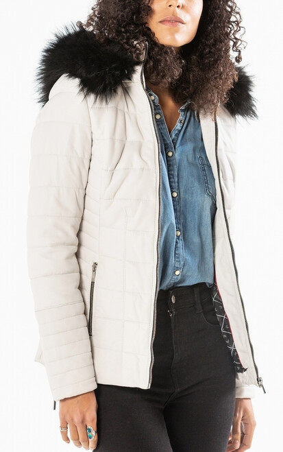 Doudoune cuir blanc