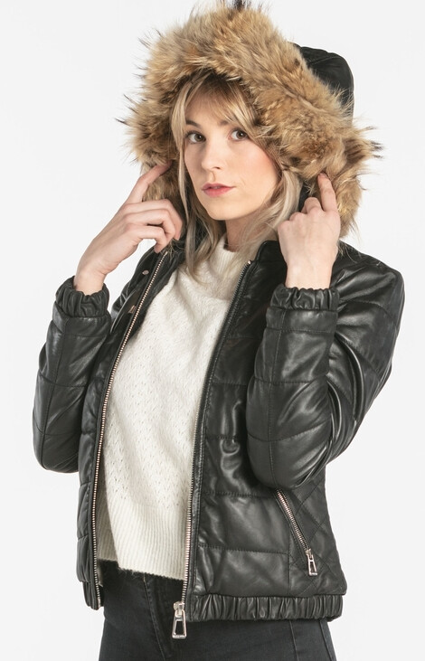 Blouson doudoune cuir Freya