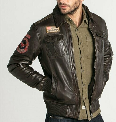 blouson cuir aviateur sans col