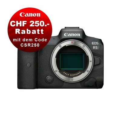 Canon EOS R5 Gehäuse - ''Premium Garantie'' - CHF 250.- Rabatt mit Code: "CSR250"