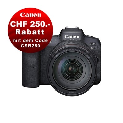 Canon EOS R5 Kit mit 24-105mm 4.0 - ''Premium Garantie'' - CHF 250.- Rabatt mit Code: "CSR250"