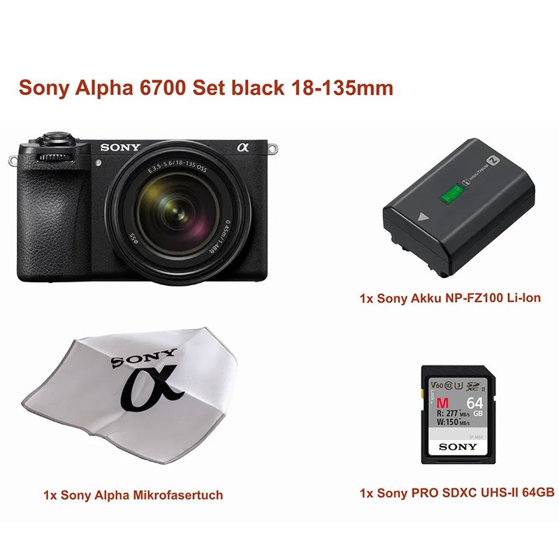 Sony A6700 Complete Travel Kit mit 18-135mm - &#39;&#39;4 Jahre Garantie&#39;&#39;