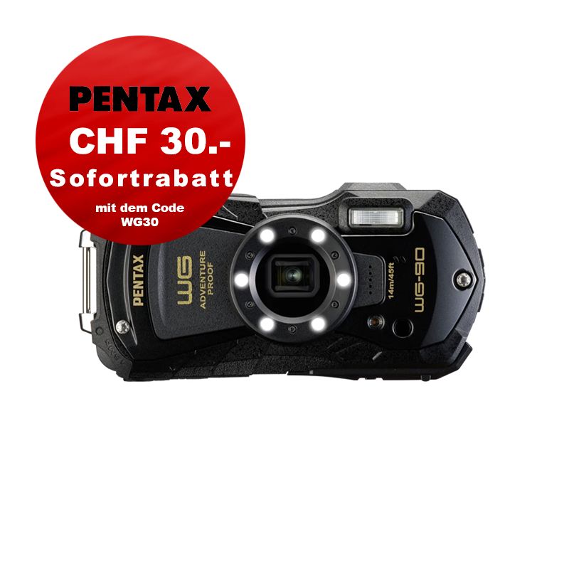 Pentax WG-90 (schwarz) - CHF 30 Sofortrabatt mit Code: WG30