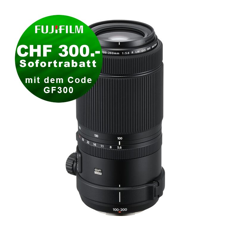 Fujinon GF 100-200mm 5.6 R OIS WR - &#39;&#39;Swiss Garantie&#39;&#39; - CHF 300 Sofortrabatt mit dem Code: GF300