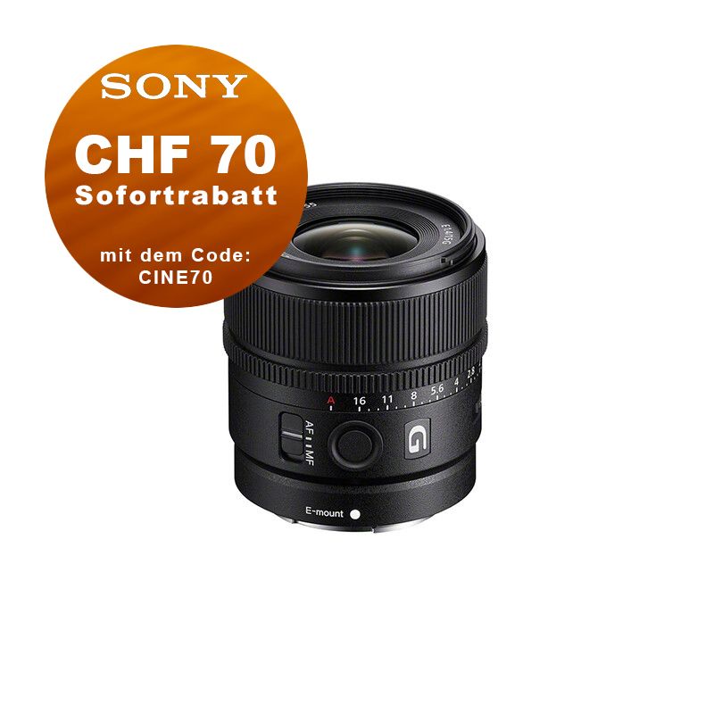 Sony E 15mm 1.4 G - CHF 70.- Rabatt mit Code: CINE70