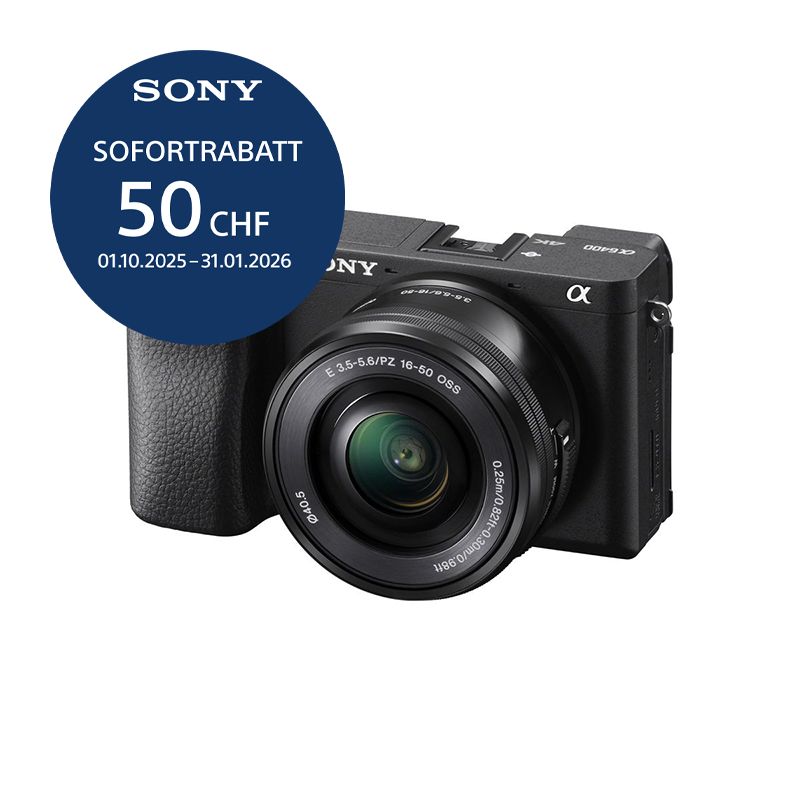 Sony A6400 A Kit mit 16-50mm II - ''4 Jahre Garantie'' - inkl. CHF 50 Sofortrabatt Sony A6400 A Kit mit 16-50mm II - ''4 Jahre Garantie'' - inkl. CHF 50 Sofortrabatt