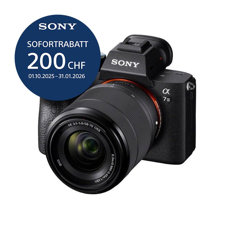 Sony A7 Mark III Kit mit 28-70mm - ''4 Jahre Garantie'' - inkl. CHF 200 Sofortrabatt Sony A7 Mark III Kit mit 28-70mm - ''4 Jahre Garantie'' - inkl. CHF 200 Sofortrabatt